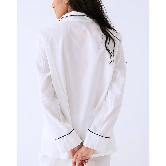 J. Crew White End on End Cotton Long Sleeve Women Pajama Set - Picture 3 of 9